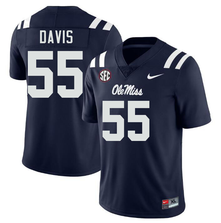 Ole Miss Rebels #55 Terez Davis College Football Jerseys Stitched-Navy